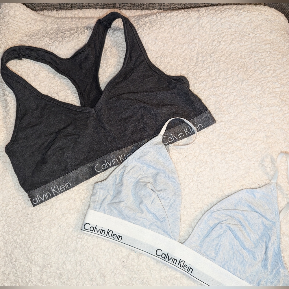 Calvin Klein Bra Set - Gray And Light Blue - Large - Bralette / Sports Bra